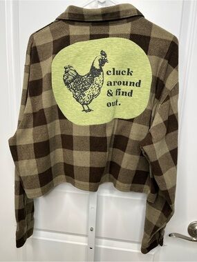 Upcycled Wrangler One-of-a-Kind Women’s Button-down Cropped Shacket Men’s Large